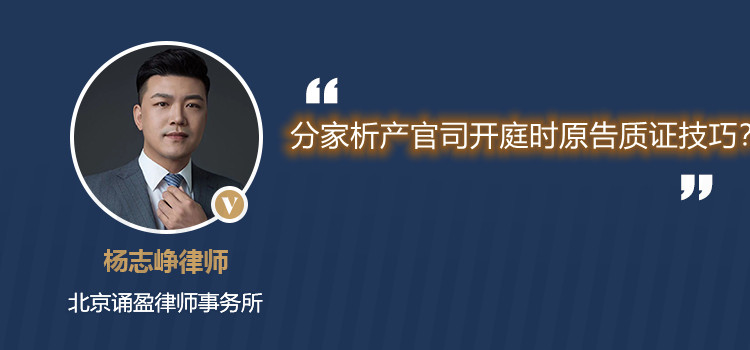 分家析產官司開庭時原告質證技巧？